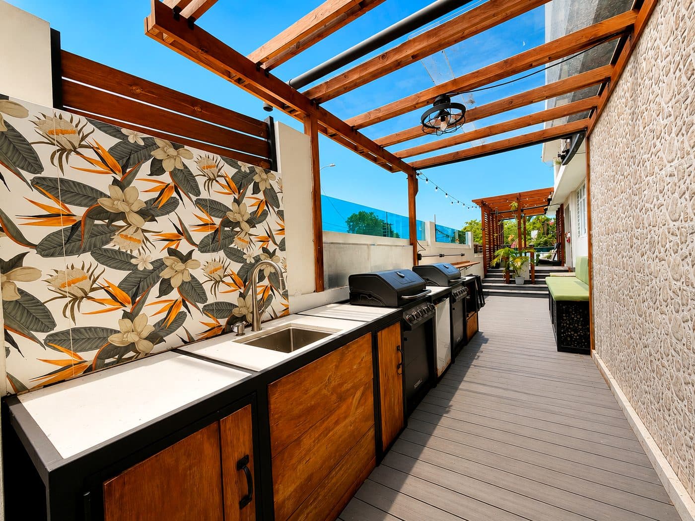 Covered outdoor kitchen